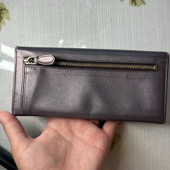 Prada Saffiano leather metallic purple wallet with COA and box - Picture 13 of 14